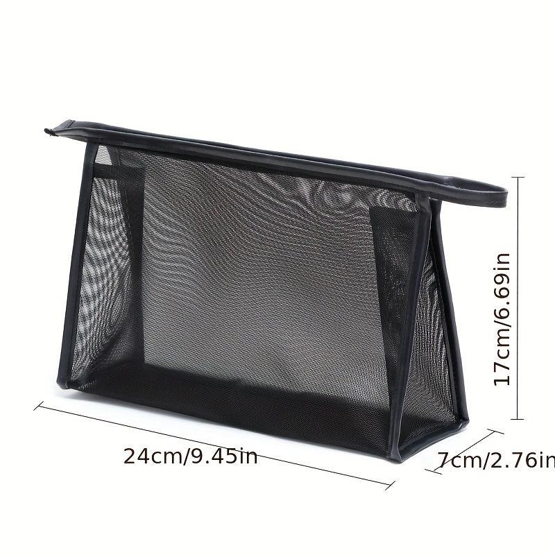 Portable Zipper Makeup Storage Bag Mesh Nylon Cosmetic Bag