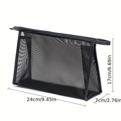 Portable Zipper Makeup Storage Bag Mesh Nylon Cosmetic Bag