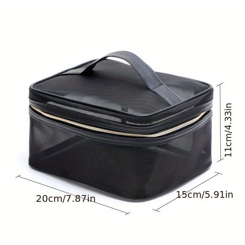 Portable Zipper Makeup Storage Bag Mesh Nylon Cosmetic Bag