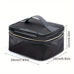 Portable Zipper Makeup Storage Bag Mesh Nylon Cosmetic Bag