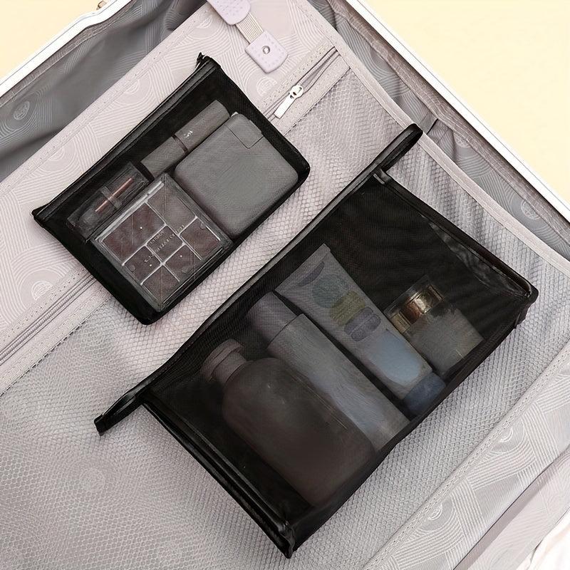 Portable Zipper Makeup Storage Bag Mesh Nylon Cosmetic Bag