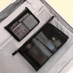Portable Zipper Makeup Storage Bag Mesh Nylon Cosmetic Bag