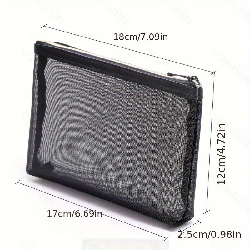 Portable Zipper Makeup Storage Bag Mesh Nylon Cosmetic Bag