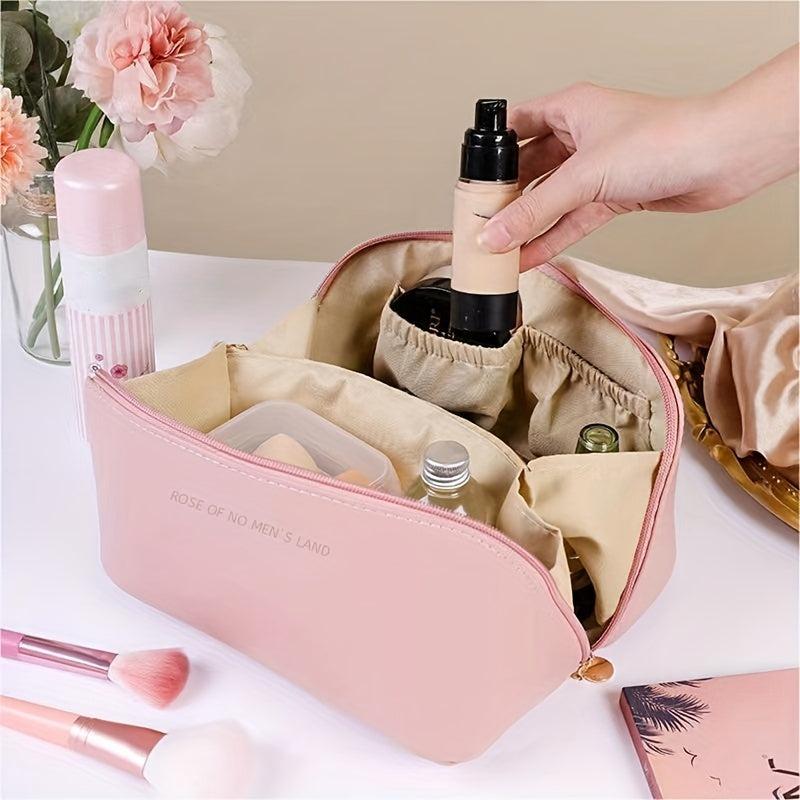 Large Capacity Portable Cosmetic Bag Handle Zipper Letter Print Toiletry Bag