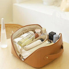 Portable Faux Leather Cosmetic Bag for Travel