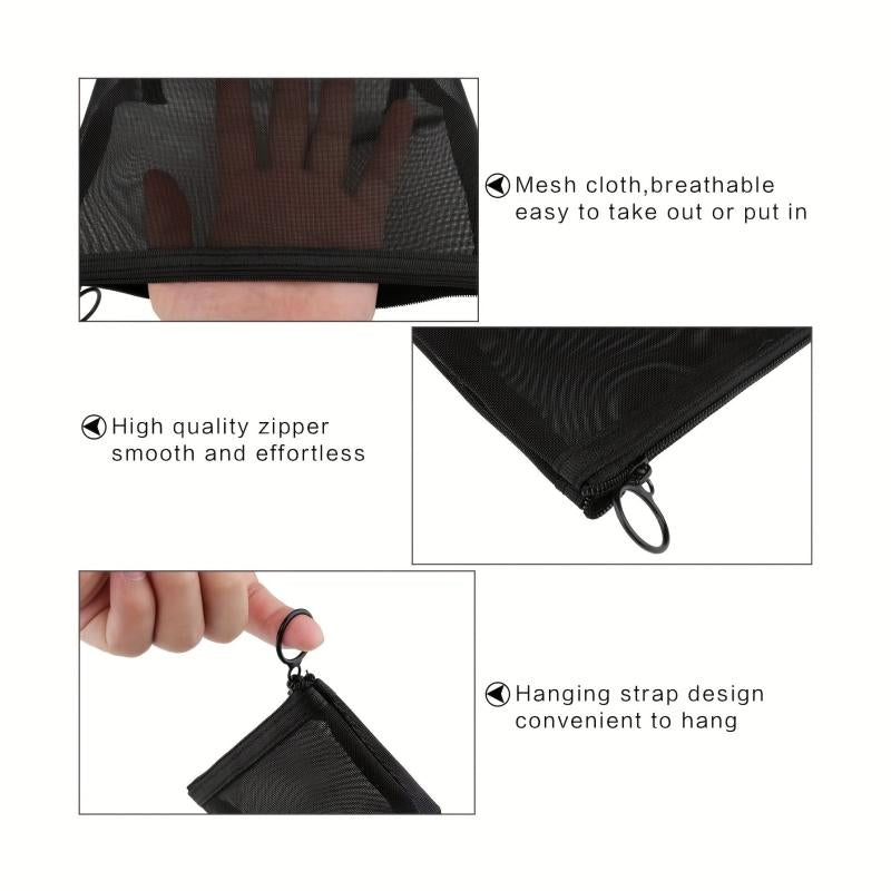 3Pcs Mesh Cosmetic Bag Portable Travel Storage Zipper Bag