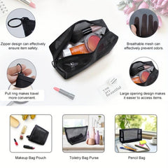 3Pcs Mesh Cosmetic Bag Portable Travel Storage Zipper Bag