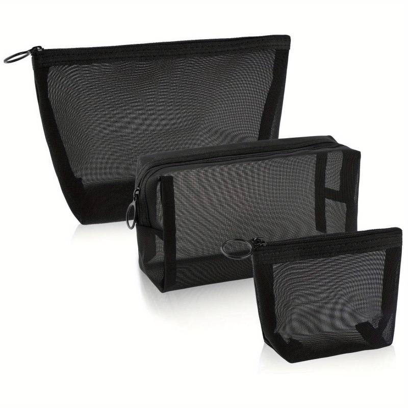 3Pcs Mesh Cosmetic Bag Portable Travel Storage Zipper Bag