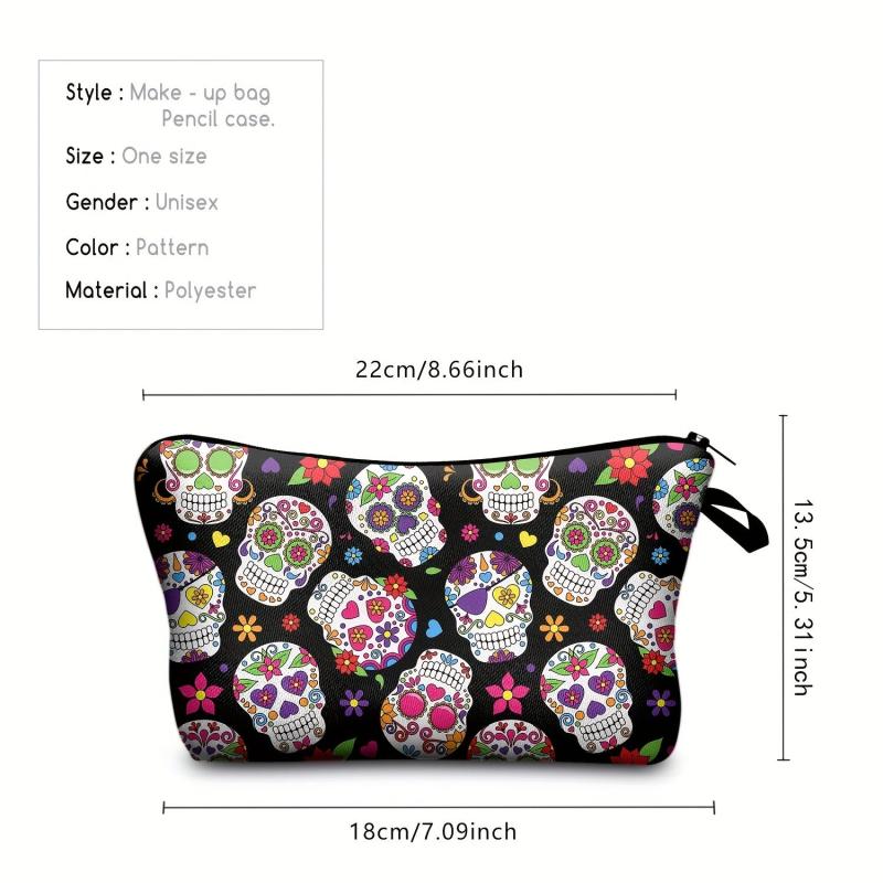 Vintage Skull Pattern Makeup Bag Travel Cosmetic Storage