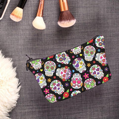 Vintage Skull Pattern Makeup Bag Travel Cosmetic Storage