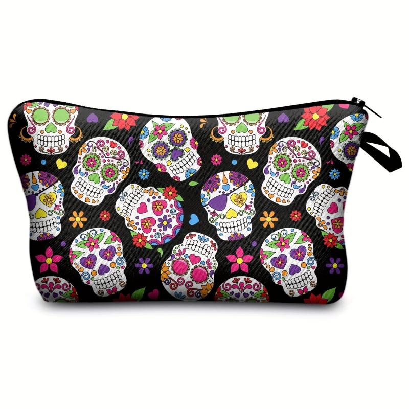 Vintage Skull Pattern Makeup Bag Travel Cosmetic Storage