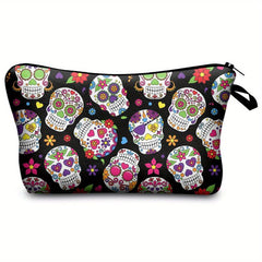 Vintage Skull Pattern Makeup Bag Travel Cosmetic Storage