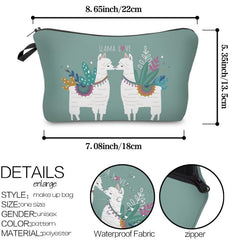 Cartoon Alpaca Print Zipper Pouch Coin Purse Clutch Makeup Bag