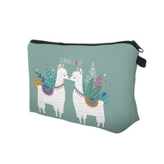 Cartoon Alpaca Print Zipper Pouch Coin Purse Clutch Makeup Bag
