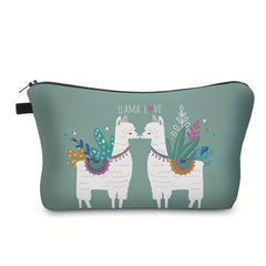 Cartoon Alpaca Print Zipper Pouch Coin Purse Clutch Makeup Bag