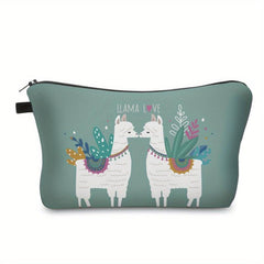 Cartoon Alpaca Print Zipper Pouch Coin Purse Clutch Makeup Bag