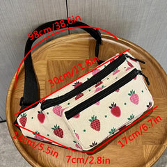 Butterfly Pattern Canvas Waist Bag Zipper Crossbody Bag