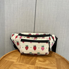 Butterfly Pattern Canvas Waist Bag Zipper Crossbody Bag