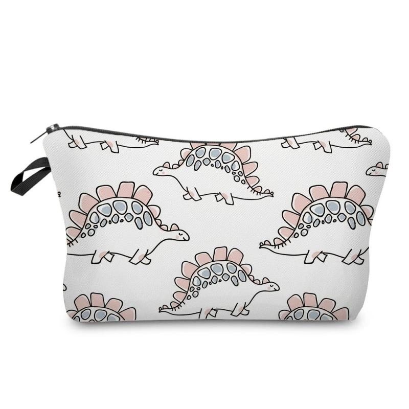 Dino Pattern Zip Storage Bag Lightweight Makeup Pouch