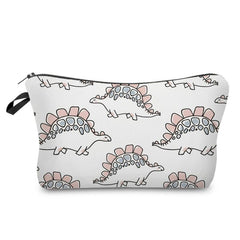 Dino Pattern Zip Storage Bag Lightweight Makeup Pouch