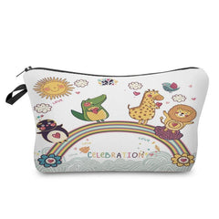 Dino Pattern Zip Storage Bag Lightweight Makeup Pouch