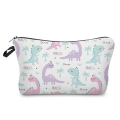 Dino Pattern Zip Storage Bag Lightweight Makeup Pouch
