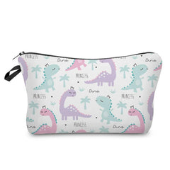 Dino Pattern Zip Storage Bag Lightweight Makeup Pouch