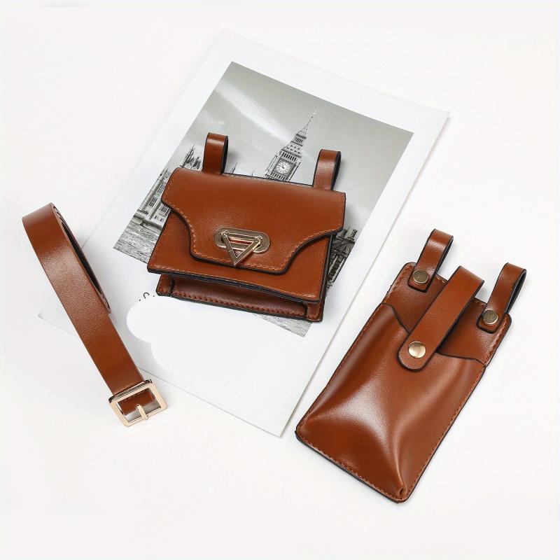 Vintage Mini Waist Bag Solid Phone Bag & Coin Purse Storage Belt Bag