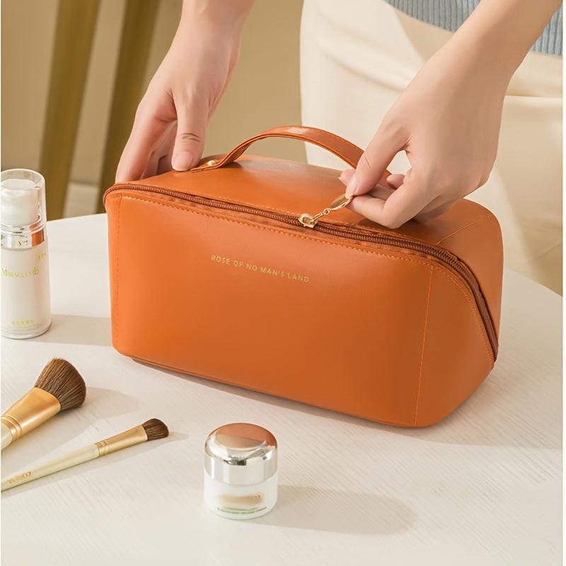 Minimalist Zipper Makeup Bag Solid Cosmetic Handbag Toiletry Wash Bag