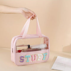 Plush Letter Pattern Cosmetic Bag Lightweight Makeup Handbag Travel Storage Bag