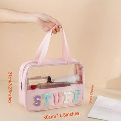Plush Letter Pattern Cosmetic Bag Lightweight Makeup Handbag Travel Storage Bag