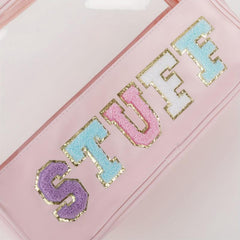 Plush Letter Pattern Cosmetic Bag Lightweight Makeup Handbag Travel Storage Bag