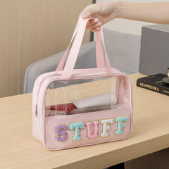 Plush Letter Pattern Cosmetic Bag Lightweight Makeup Handbag Travel Storage Bag