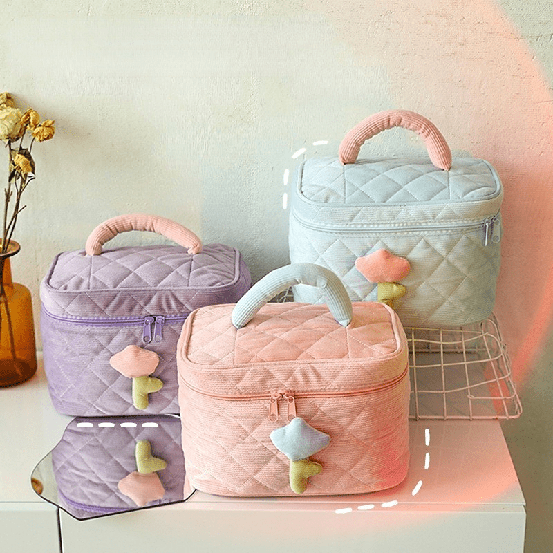 Floral Decor Cosmetic Bag Portable Travel Toiletry Bag