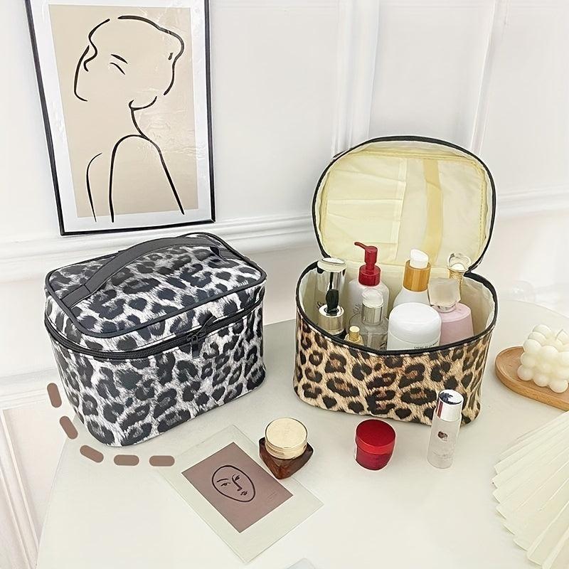 Leopard Pattern Cosmetic Storage Bag Toiletry Travel Makeup Brush Organizer