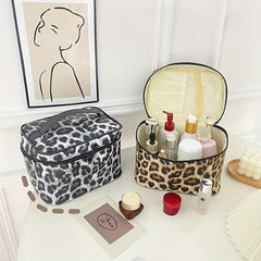 Leopard Pattern Cosmetic Storage Bag Toiletry Travel Makeup Brush Organizer