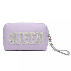 Rhinestone Decor Makeup Pouch Zipper Cosmetic Bag