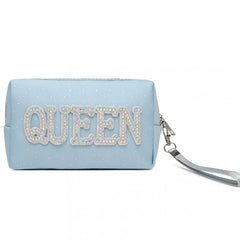 Rhinestone Decor Makeup Pouch Zipper Cosmetic Bag