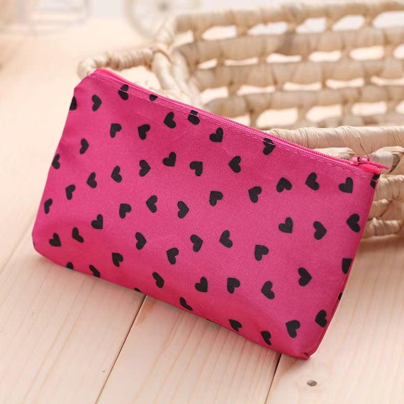 Heart Pattern Cosmetic Bag Lightweight Makeup Pouch Zipper Toiletry Wash Bag