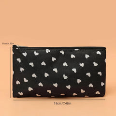 Heart Pattern Cosmetic Bag Lightweight Makeup Pouch Zipper Toiletry Wash Bag