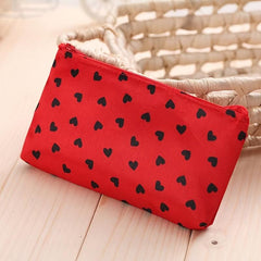 Heart Pattern Cosmetic Bag Lightweight Makeup Pouch Zipper Toiletry Wash Bag