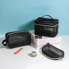 3PS Portable Transparent Mesh Travel Storage Bag Large Capacity