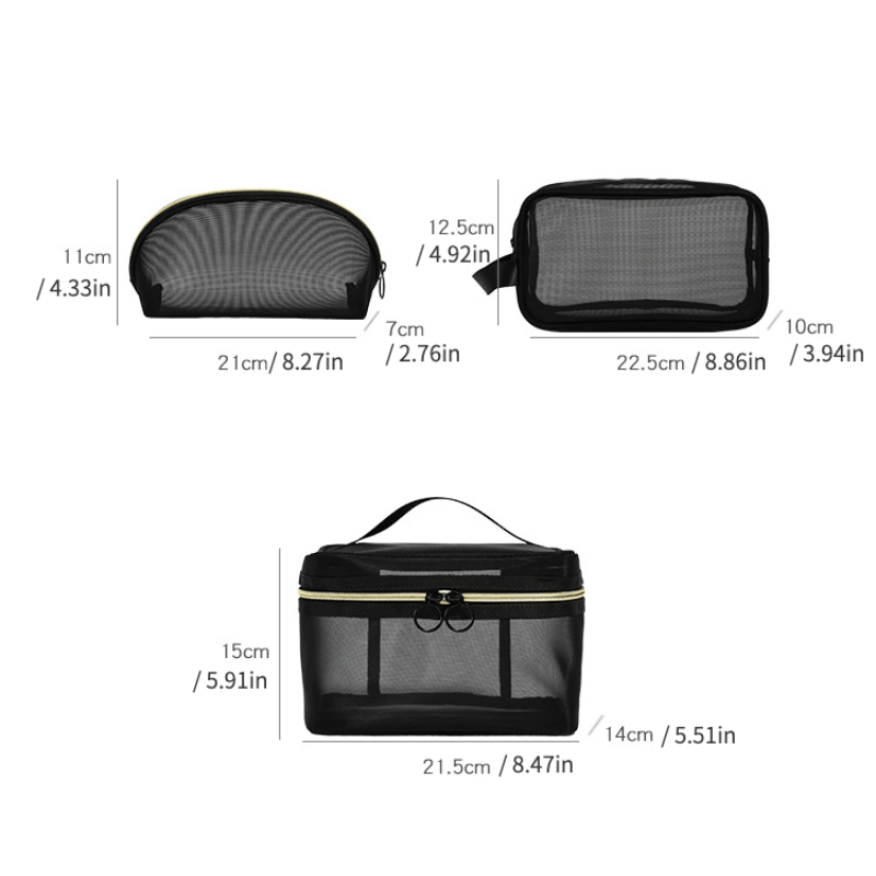 3PS Portable Transparent Mesh Travel Storage Bag Large Capacity
