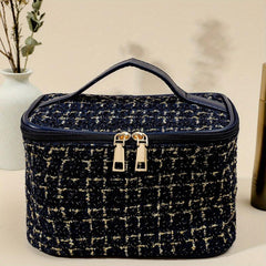 Tweed Cosmetic Satchel Bag Lightweight Toiletry Wash Bag Makeup Bag