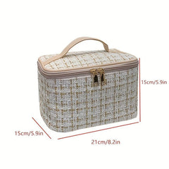 Tweed Cosmetic Satchel Bag Lightweight Toiletry Wash Bag Makeup Bag