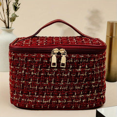 Tweed Cosmetic Satchel Bag Lightweight Toiletry Wash Bag Makeup Bag