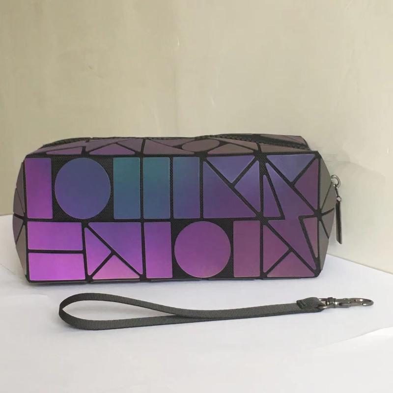 Luminous Women Cosmetic Bag Geometric Makeup Organizer