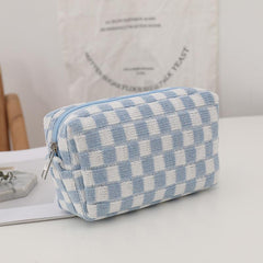 Portable Plaid Cosmetic Bag Lightweight Storage Makeup Bag Travel Organizer