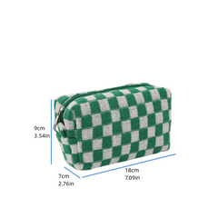 Portable Plaid Cosmetic Bag Lightweight Storage Makeup Bag Travel Organizer