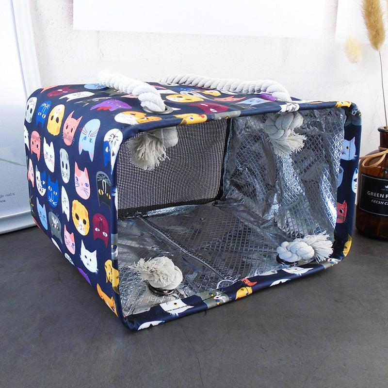 Cat Print Mesh Bottom Beach Bag Large Capacity Storage Bag